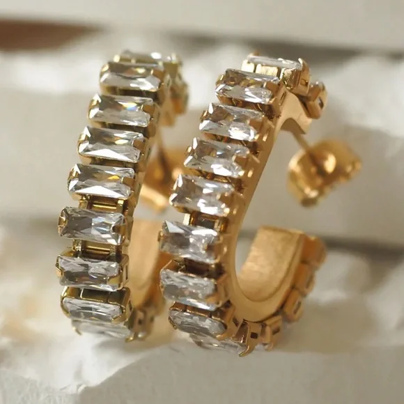 GP CZ hoop earrings - Picture 3 of 6
